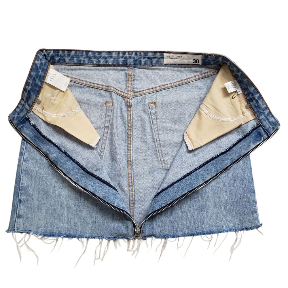 Rag & Bone Anna Denim Mini Skirt Womens 30 Mandy Distressed Zip Front Y2K - Picture 3 of 9